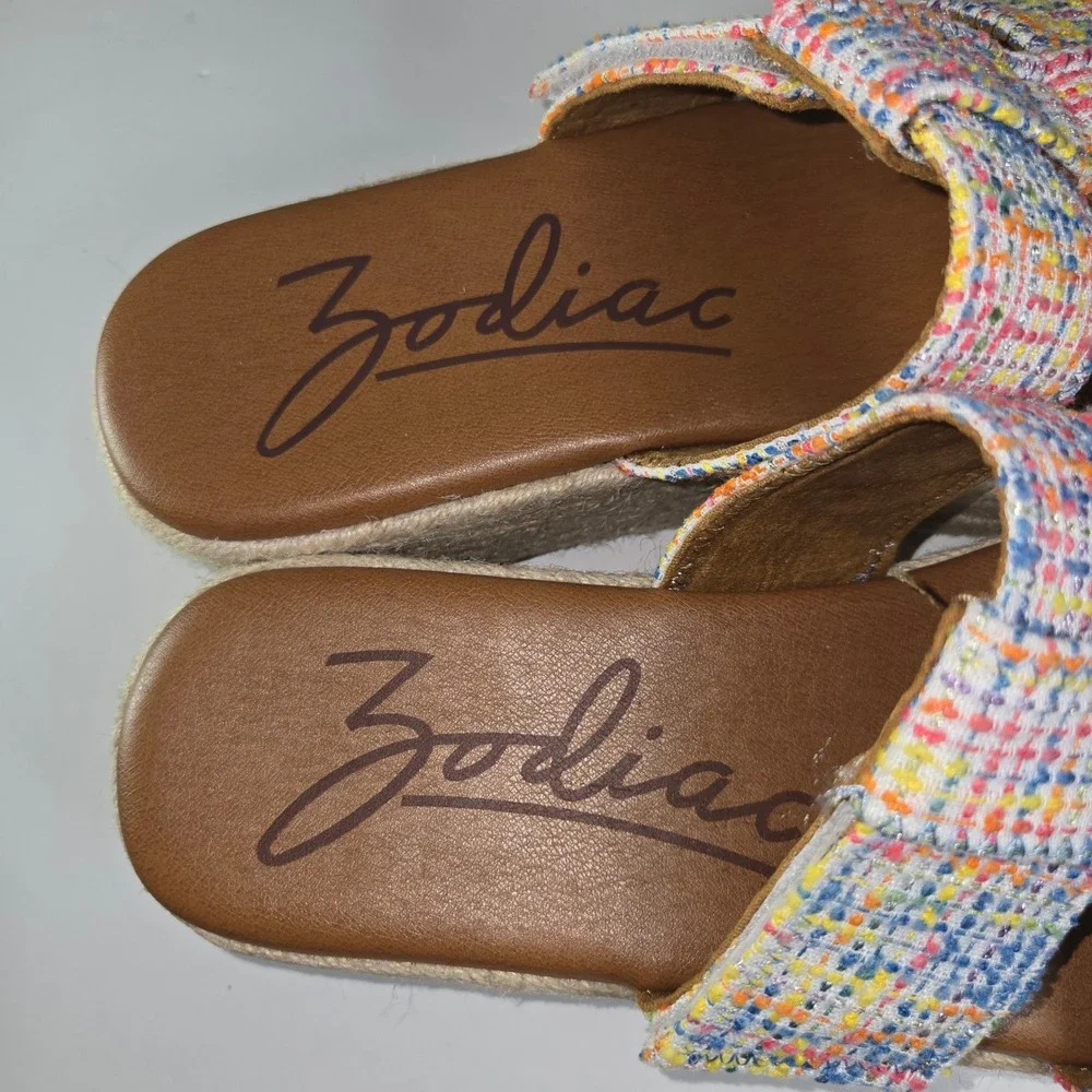 Zodiac Women's Multicolor Tweed Espadrille Platform‎ Wedge Sandals Size 9
